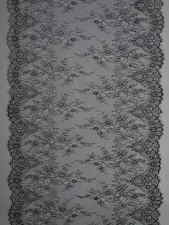 07-02 БРАК Кружево реснички (шантильи) широкое, 75 см, черный 170