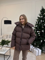 Пуховик Рокет миди шоколад