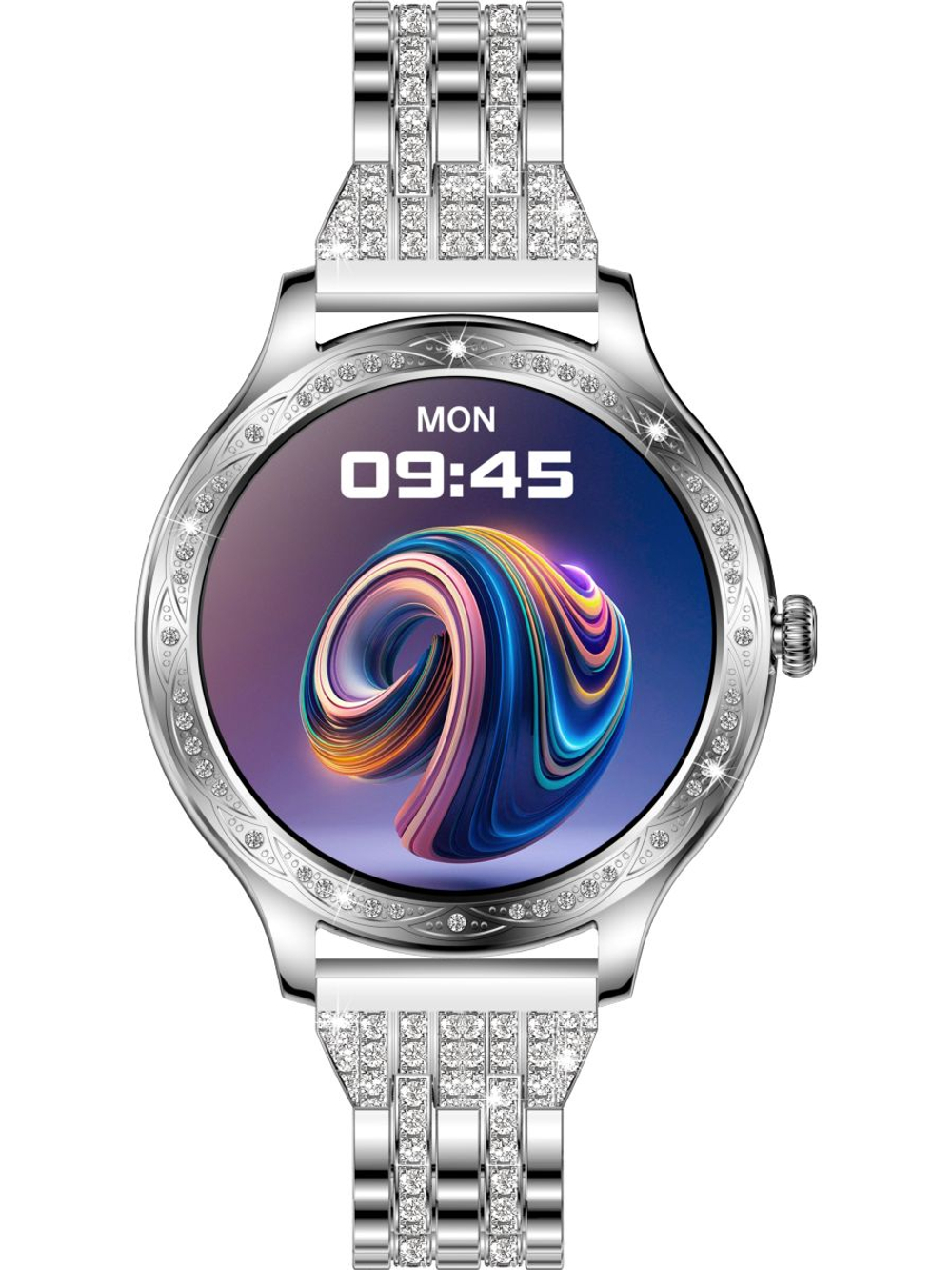 Смарт часы PARASMART Helenia AK60 (блочный браслет со стразами, серебристый)