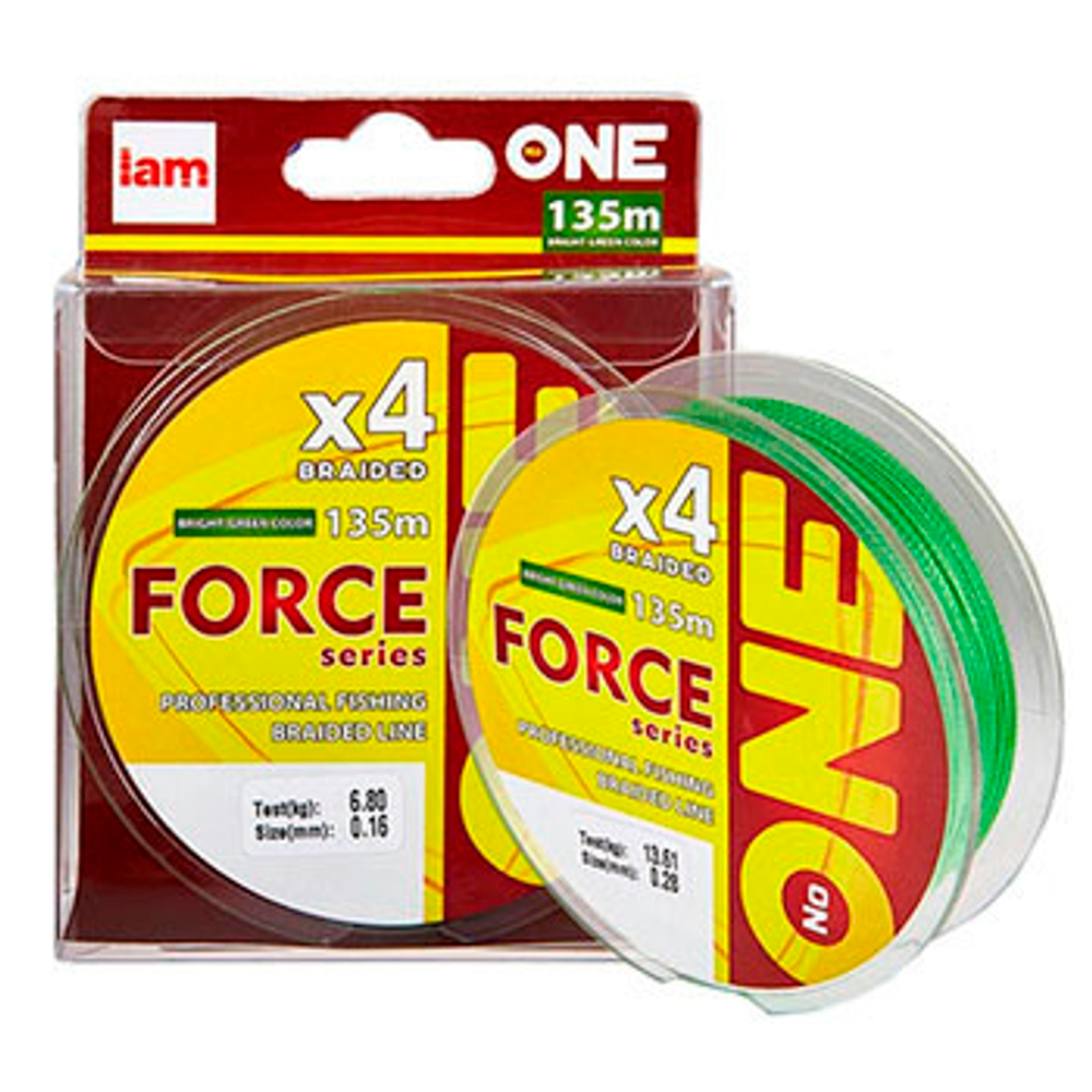 Шнур IAM №One Force x4 135м 0.10мм 3.63кг Green 1шт 184070