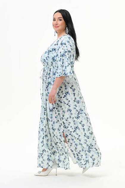 Платье с V-вырезом и кулиской Цветочная дымка