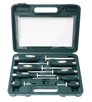 Набор отверток силовых магнитных ''Profi'',8пр.(SL:5.5х100,6.5х125,8.0х150,9.5х175,6.5х38мм, PH:1х75,2х38,2х100,3х125мм+магнит телескоп190-550мм)в кей RockForce##Rock FORCE RF-7008