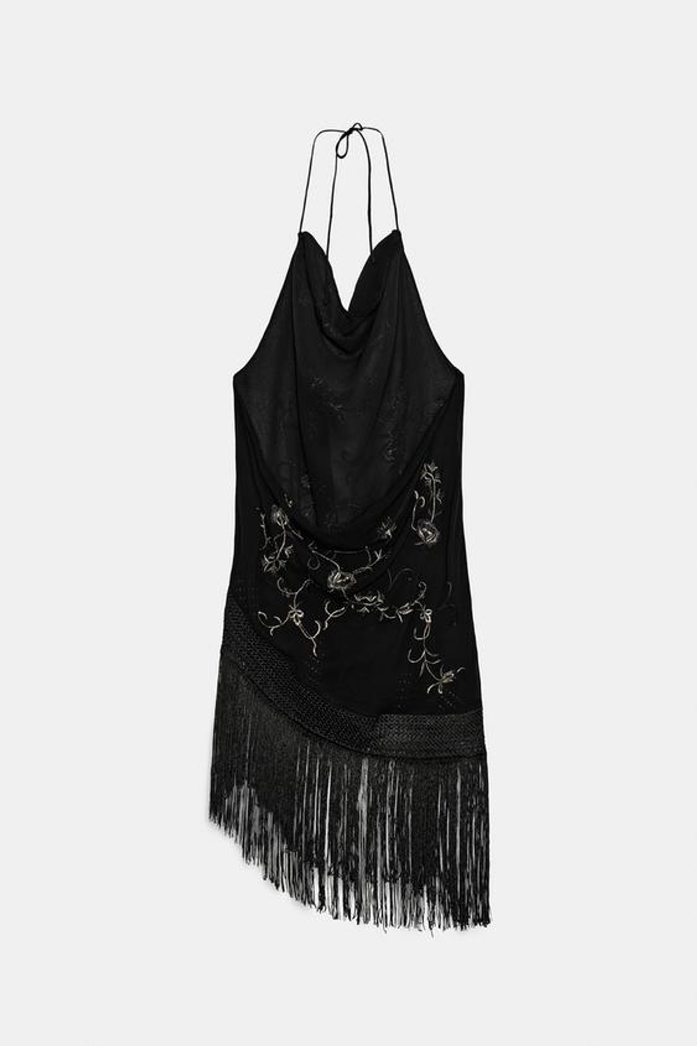 ZARA ТОП С ВЫШИВКОЙ И БАХРОМОЙ — ZW COLLECTION, ЧЕРНЫЙ