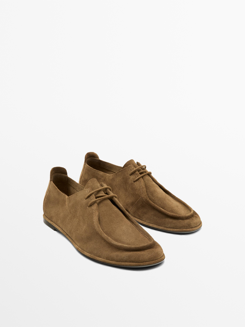 Massimo Dutti Мягкие кожаные туфли на шнуровке, цвет верблюжьей шерсти