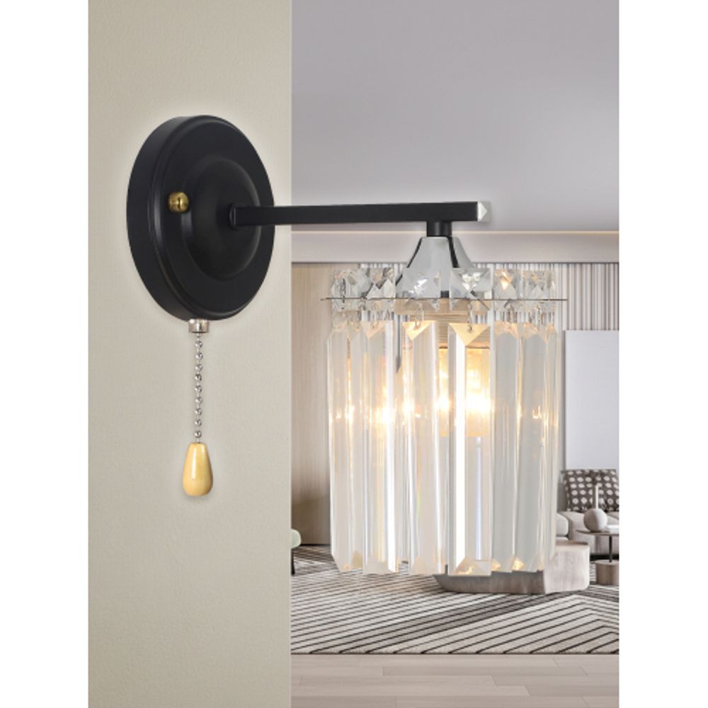 Бра светильник Rivoli June 1062-401 настенный 1хЕ27 60 Вт хрусталь с выключателем | Хрусталь