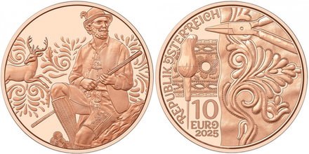 Австрия 10 евро, 2025 Традиции и мода - Кожа