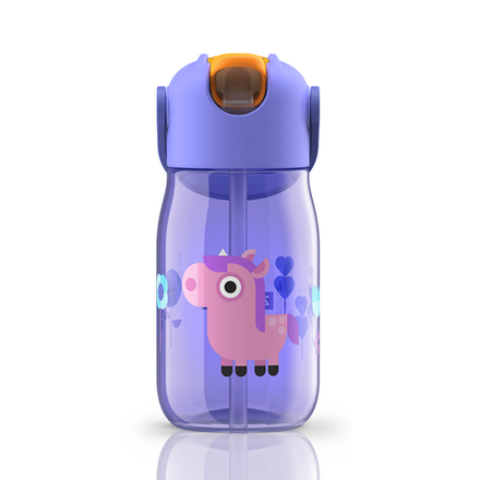 Zoku Бутылочка детская с силиконовой соломкой 415 мл фиолетовая