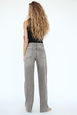 ZARA ДЖИНСЫ TRF WIDE LEG FULL LENGTH С ВЫСОКОЙ ПОСАДКОЙ, СВЕТЛО-СЕРЫЙ