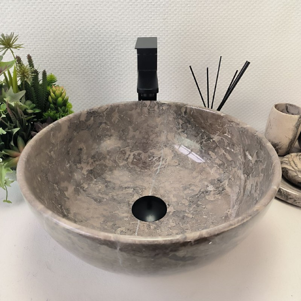 Раковина из мрамора Bowl Grey Tin Lip BM-62955 40*40*17 53