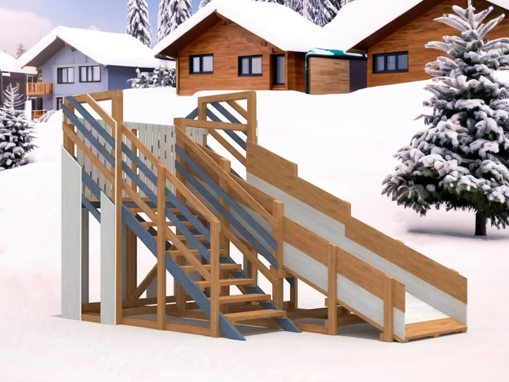 Деревянная зимняя горка "IgraGrad Snow Fox", скат 4 м мод.3