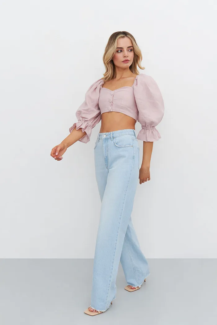 Джинсы Wide Leg голубого цвета