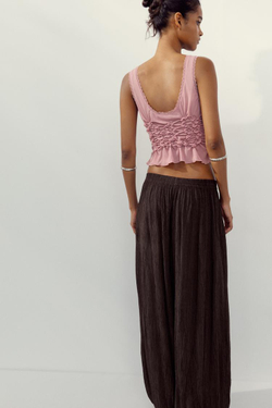 ZARA ТОП СО СБОРКАМИ И ЗАВЯЗКАМИ, РОЗОВЫЙ