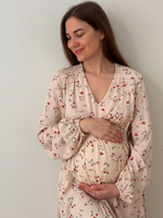 Платье Флора для беременных и кормящих мам (кремовый с цветами)