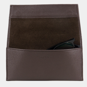 Футляр для очков Lentille из кожи сафьяно, коричневого цвета