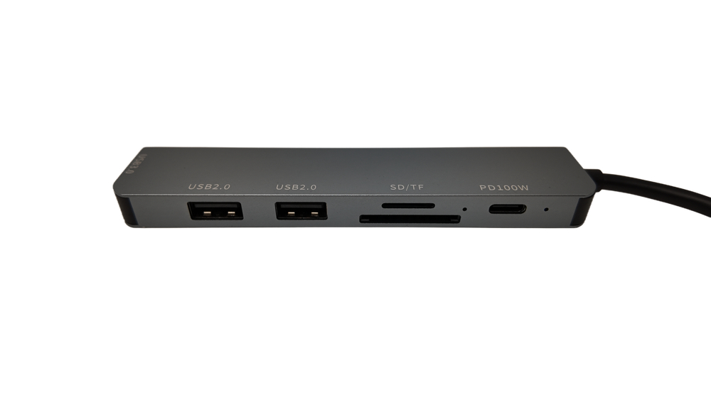 Type-C концентратор 6T1-1 6 in 1   - Тип-C конвертер в PD100W + 2.0 USB * 2 + 3.0 USB + 2.0 SD / TF