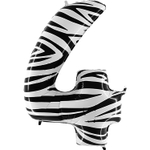 Шар Фольгированный Цифра 4 Zebra (Ассорти)