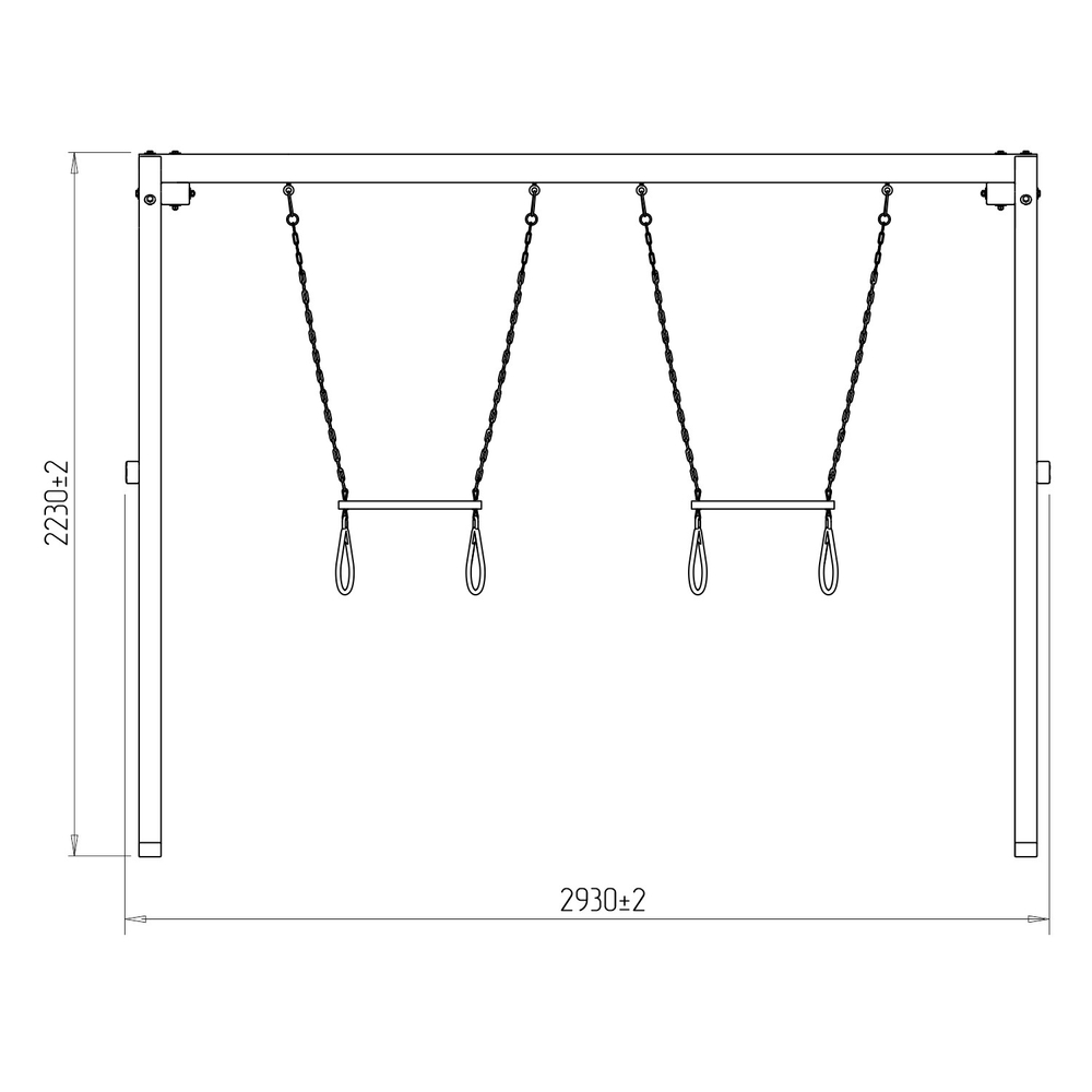 Деревянные качели с двумя трапециями