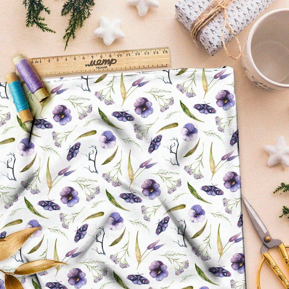 Ткань премиум таффета тихая цветочная мелодия
