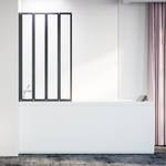 Шторка на ванну Veconi Palau PL-74BL, 1200x1500, черный, стекло прозрачное