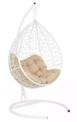 Подвесное кресло-кокон SEVILLA RELAX белое, бежевая подушка (Laura Outdoor)