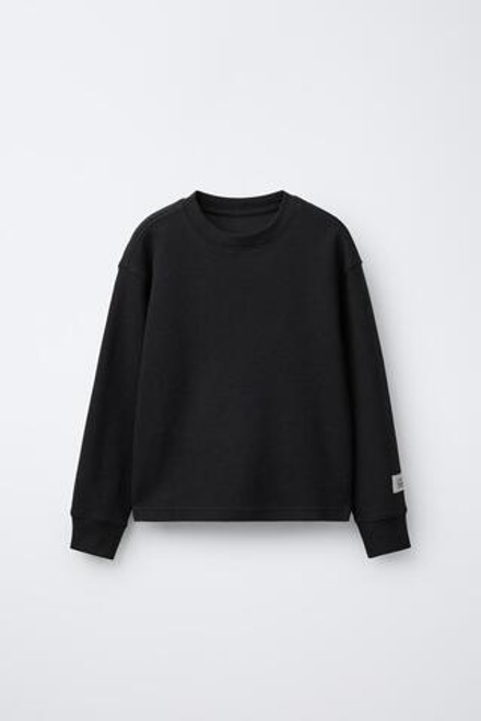 ZARA ЛОНГСЛИВ ИЗ ТКАНИ ОТТОМАН С НАШИВКОЙ, ЧЕРНЫЙ