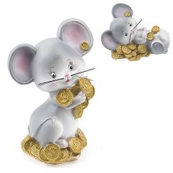 Фигурка декоративная (копилка) "Усатый мышь" 18*10*13см. (2 вида) (транспортная упаковка)