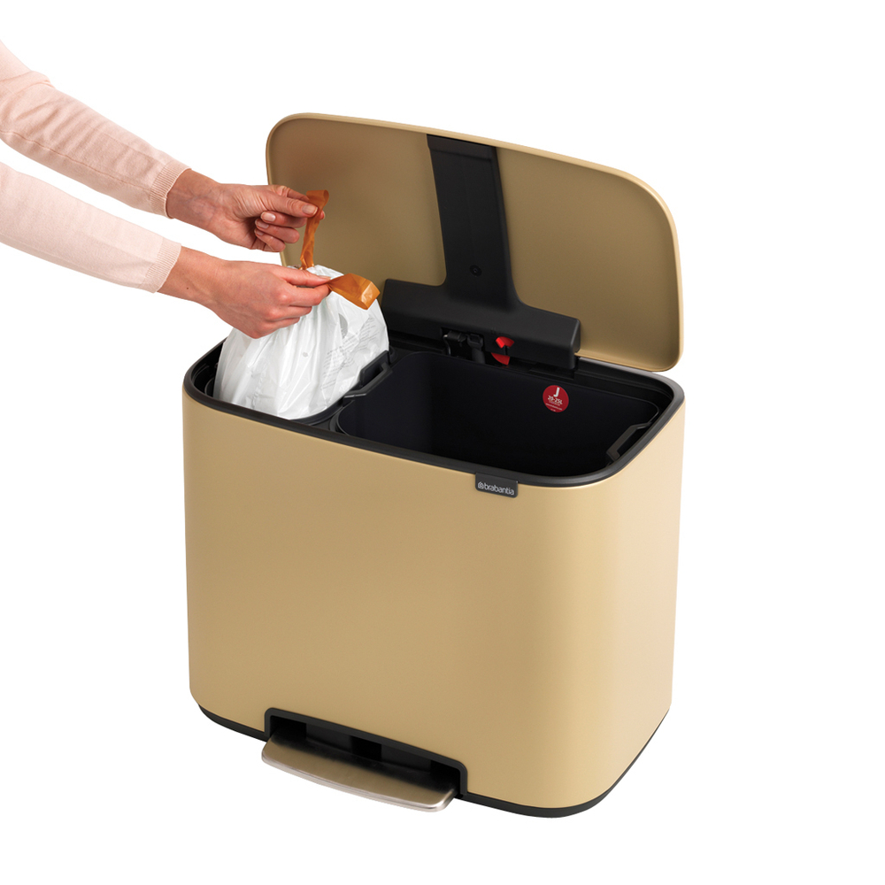 Мусорный бак Bo Pedal Bin 11+23л Brabantia Минерально-золотой