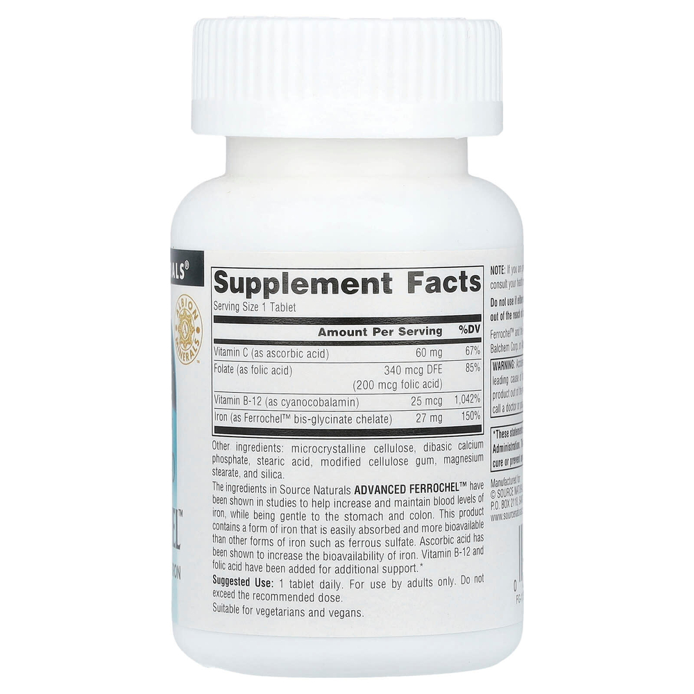 Source Naturals, Advanced Ferrochel™, 180 таблеток