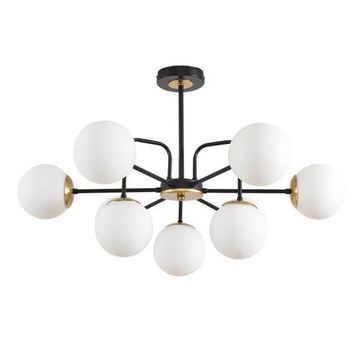 8375/9C MODERNI LN черный/латунь/белый, металл/стекло Люстра потолочная E27 9*60W 220V ELRONA