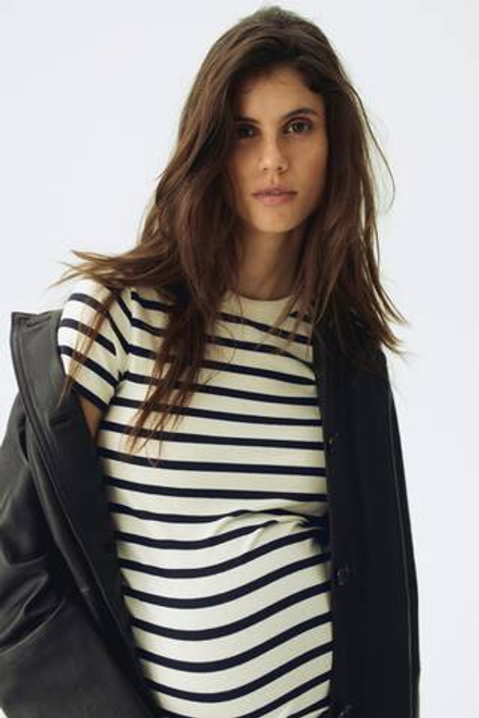 H&M Трикотажный топ в рубчик для беременных, полоски