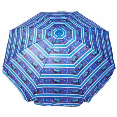 Зонт пляжный D=240см, h-220см «Морские жители» с механизмом наклона ДоброСад