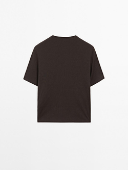 Massimo Dutti Футболка оверсайз с люверсами, коричневый