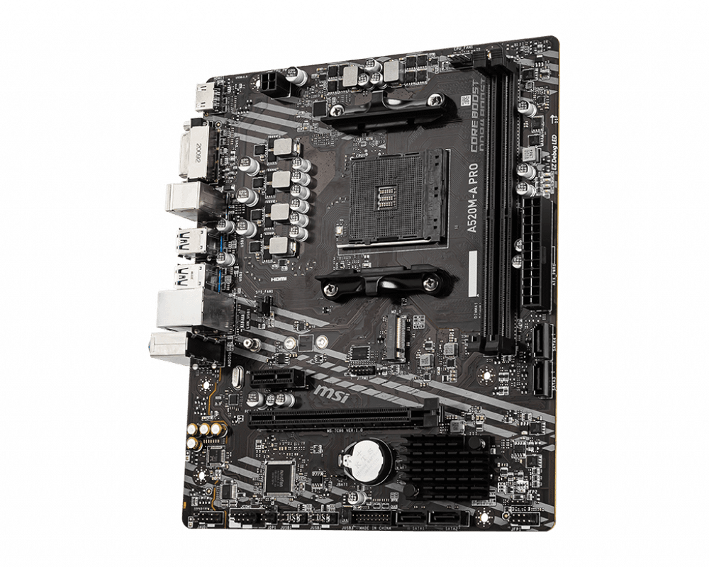 Материнская плата MSI A520M-A PRO AM4 A520 2xDDR4 4xSATA3 RAID 1xM.2 HDMI DVI mATX