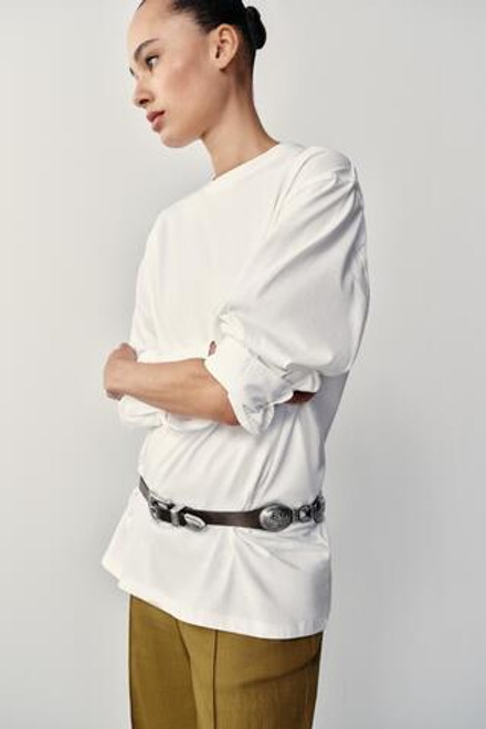 ZARA КОЖАНЫЙ РЕМЕНЬ С МЕТАЛЛИЧЕСКИМИ ДЕТАЛЯМИ, КОРИЧНЕВЫЙ