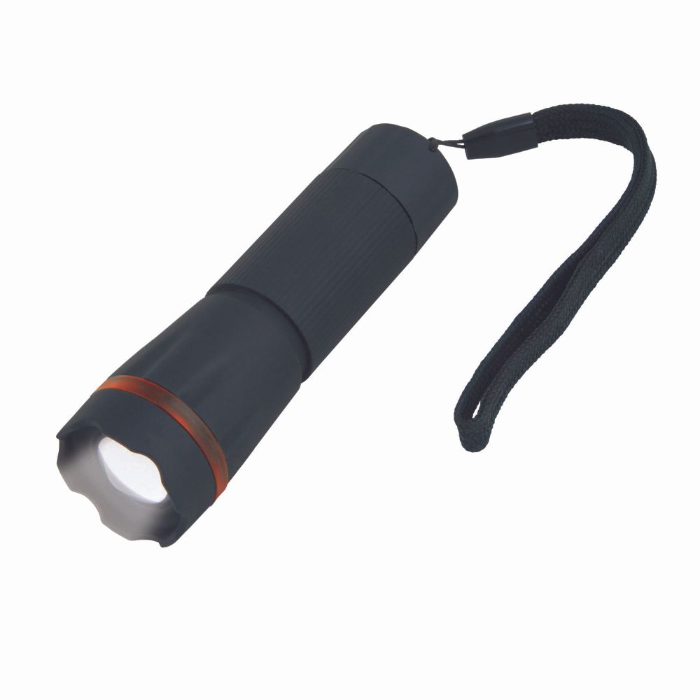 S-LD037-C Black Фонарь Uniel серии Стандарт «Simple light - focus 1 мах», пластиковый корпус,1 Watt LED, упаковка — кламшелл, 3хААА н/к, цвет Черный