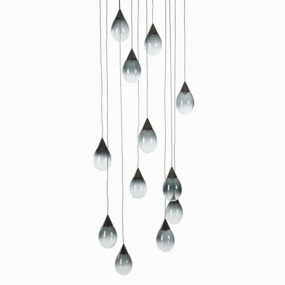 Подвесной светильник Rain Ø51,5 см, дымчатый, чёрный глянец