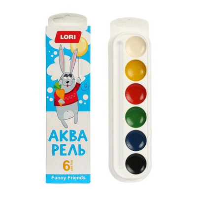 Акварель "Funny Friends" 6 цветов, без кисти, картонная упаковка (Lori)