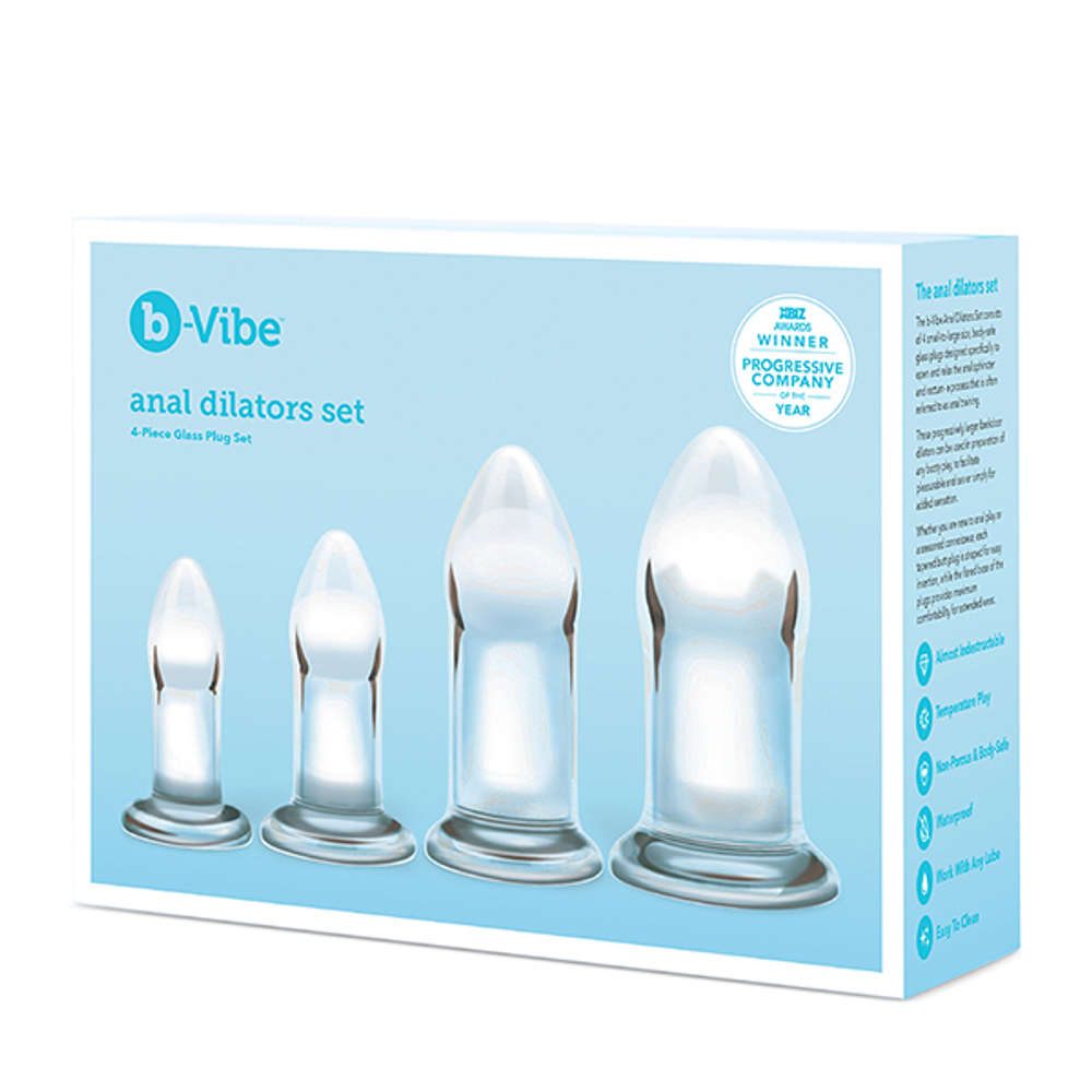 Набор стеклянных плагов 8, 10, 11, 12см b-Vibe Anal Dilators Set BV-037