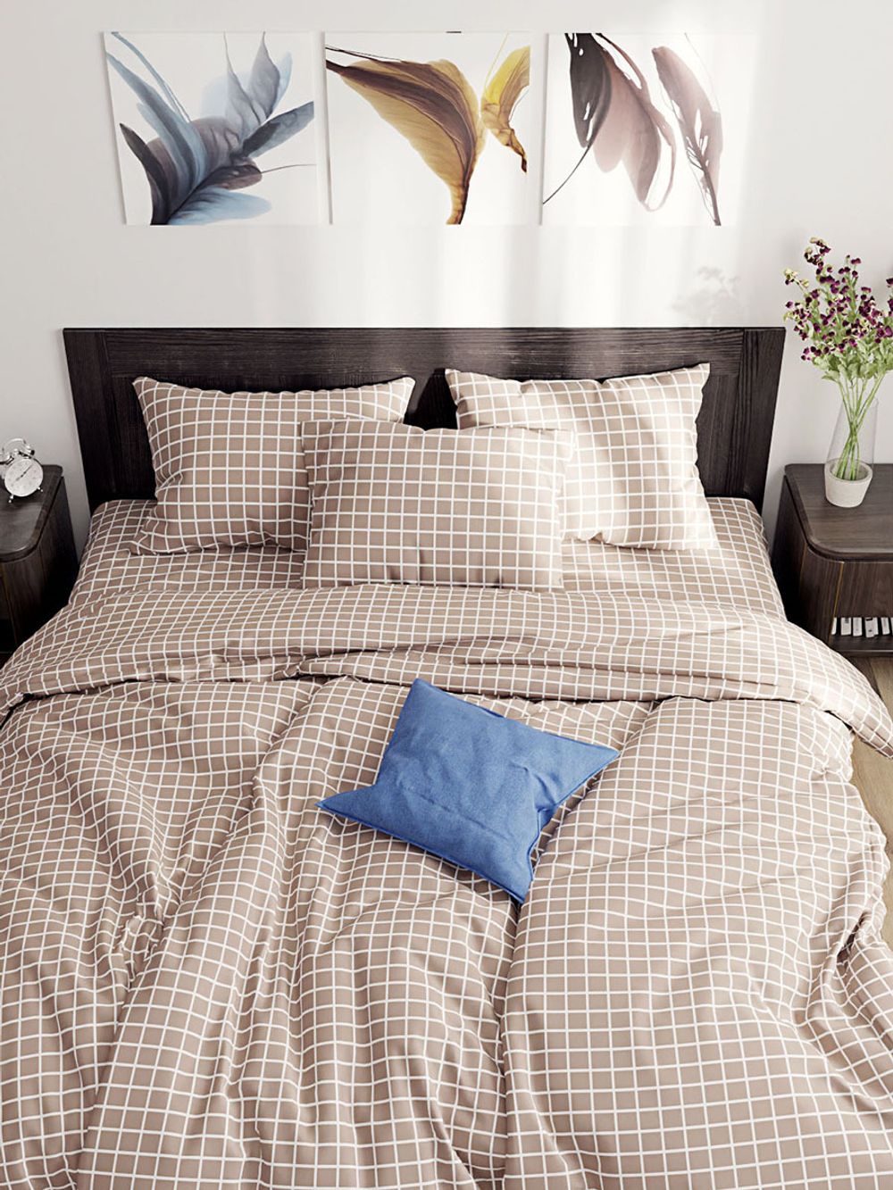 Постельное белье поплин Сказка "Анна" семейное Наволочка 70х70 см 2 шт Простынь 240x215 см Пододеяльник 145x215 см 2шт