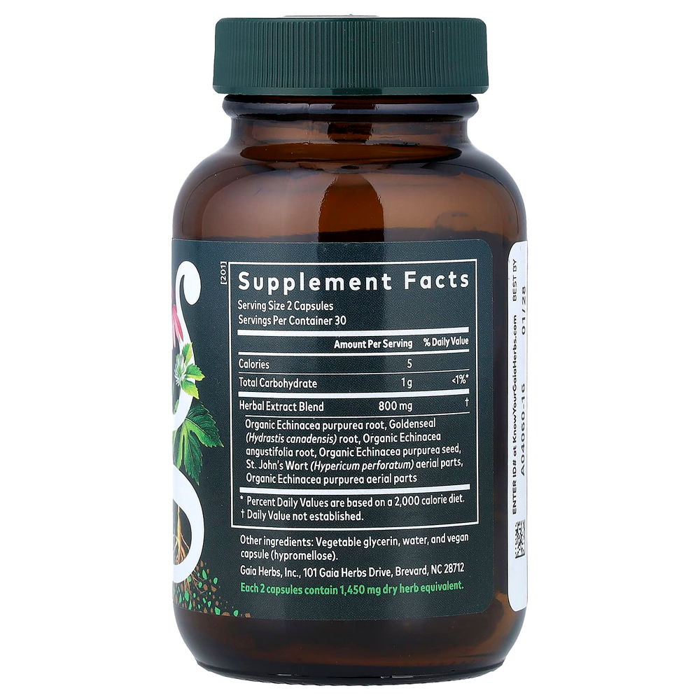Gaia Herbs, эхинацея желтокорень, 60 жидк. капсул Phyto-Caps®