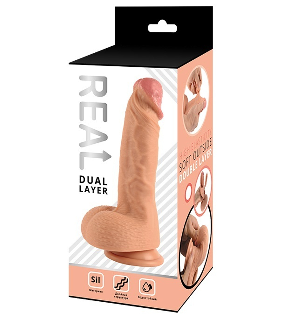 Реалистичный фаллоимитатор Real Dual Layer 15 см