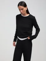 Лонгслив из модала, Черный