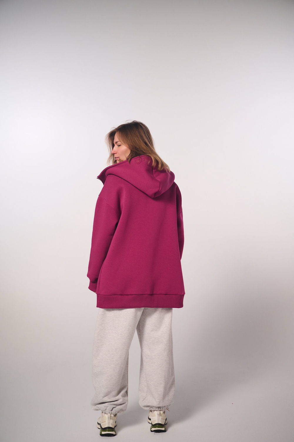 Худи на молнии с начесом, "Малина"