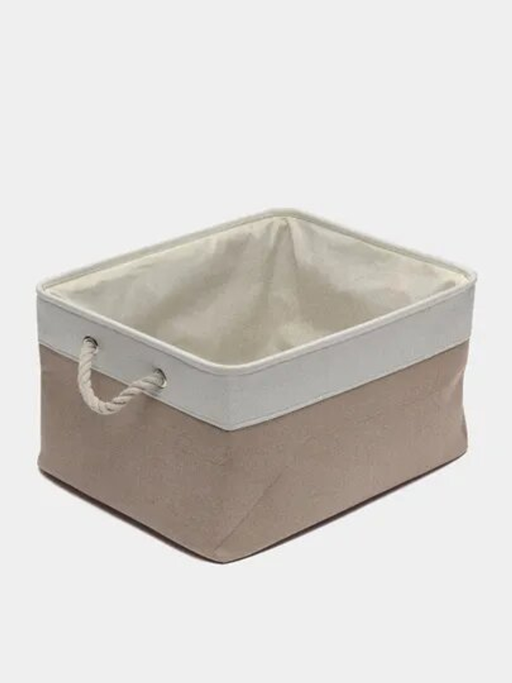 Корзина текстильная для хранения, вещей, белья, игрушек, документов, кофр 30х20х16см, бежевая