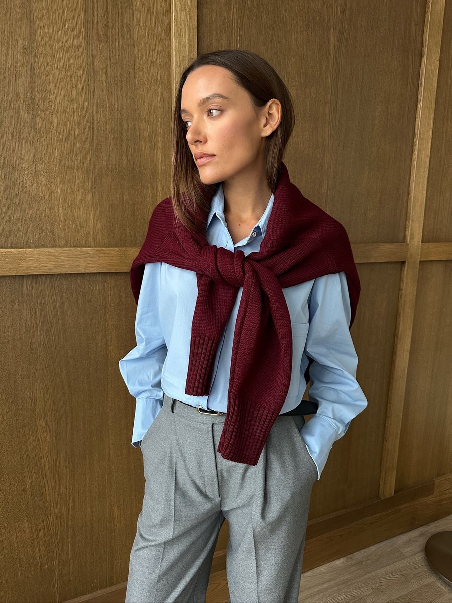 Свитер из шерсти мериноса OVER темно-бордовый