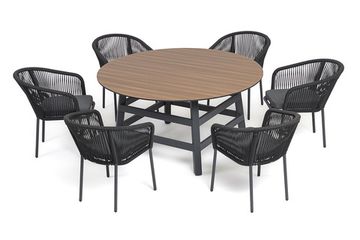 "Рио" обеденная группа на 6 персон, стол HPL "дуб", цвет темно-серый