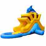 Надувная прямая водная горка с бассейном «История дельфинчика» 9*2,5*4 м