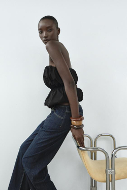 ZARA ОБЪЕМНЫЙ ЭЛАСТИЧНЫЙ ТОП-БАНДО, ЧЕРНЫЙ