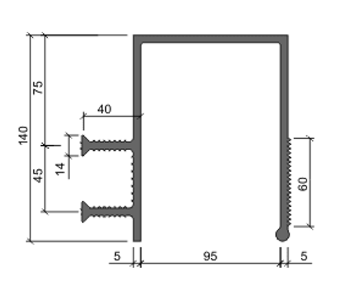 Гидроизоляционная шпонка ДЗС-140/100-2/40 ПВХ-П