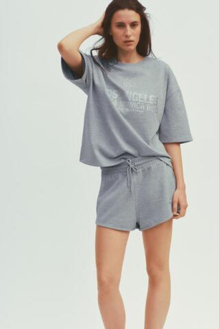 ZARA ТОЛСТОВКА ИЗ МЯГКОЙ ТКАНИ С ЭФФЕКТОМ ПОТЕРТОСТИ И НАДПИСЬЮ, АНТРАЦИТОВО-СЕРЫЙ, СЕРЕБРИСТЫЙ